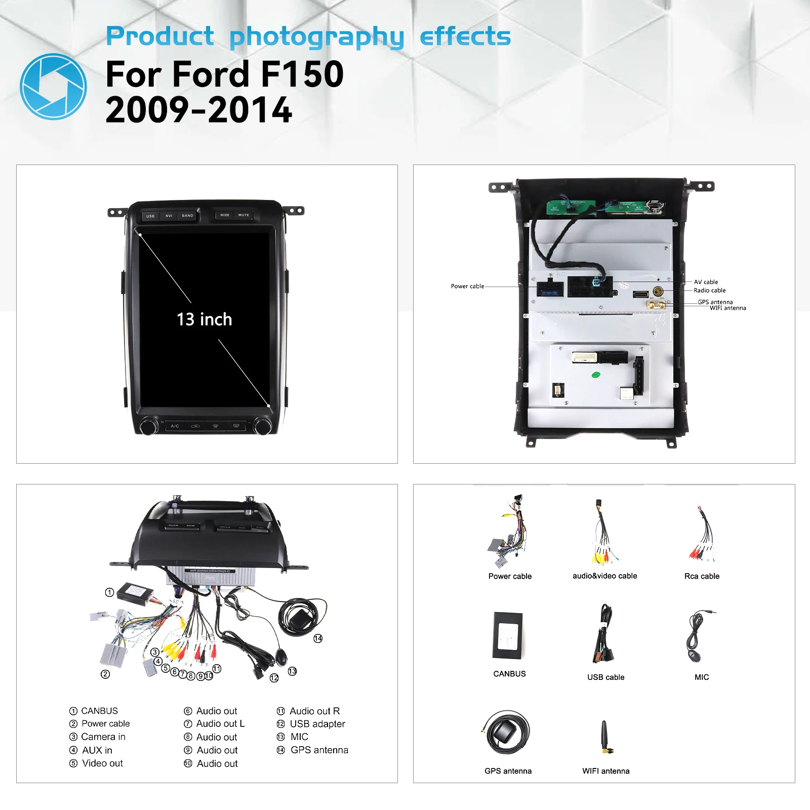 Автомагнитола ZWNAV 13-дюймовый для Ford F150 2009-2014