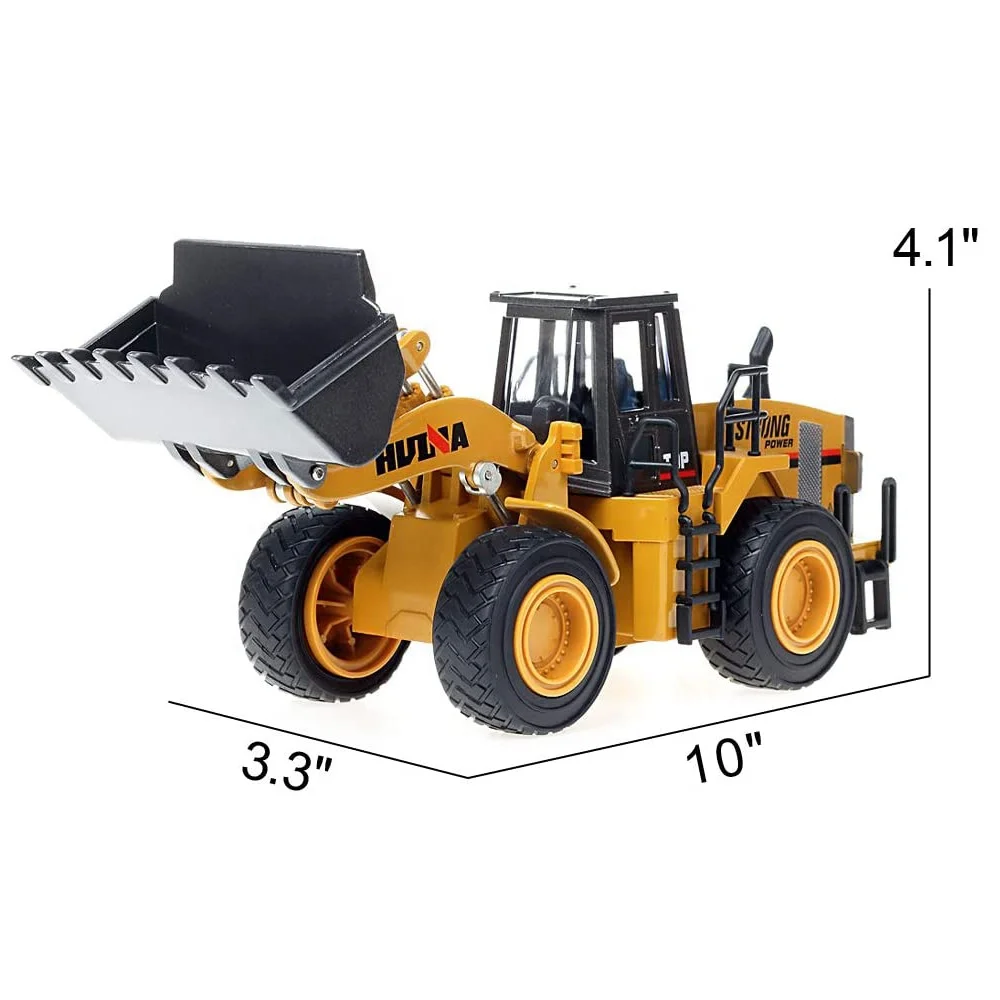 Huina 1913 1/40 Scale Diecast Four Wheel Loader Truck Toy Metal Construction Equipment Bulldozer Models For Kids