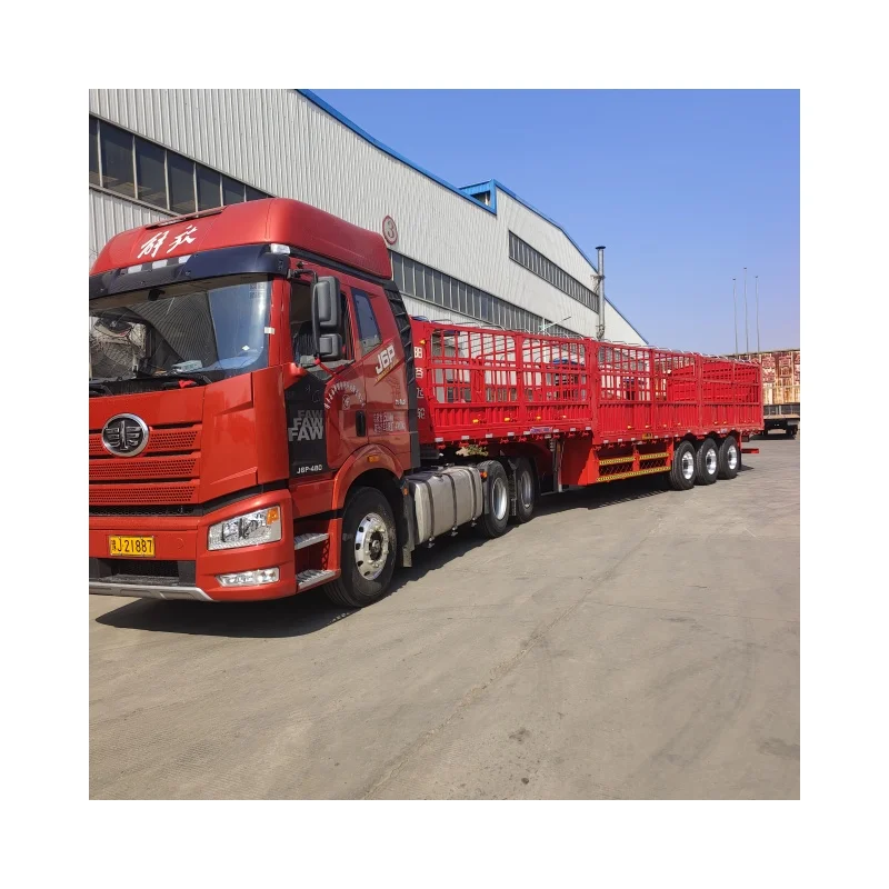 3 axle fence cargo trailer/livestock store house bar semi trailers for sale Trailer manufacturer High quality customized