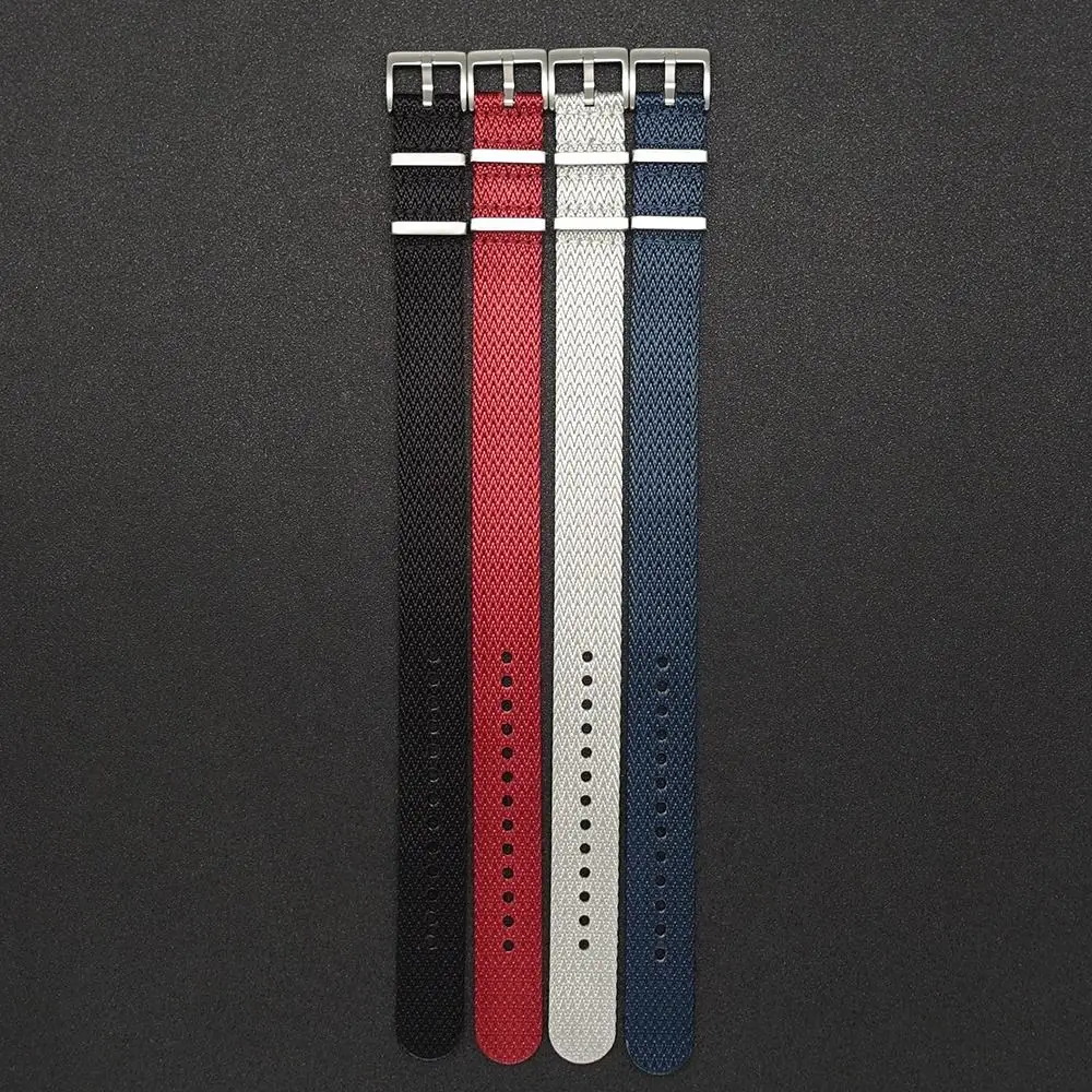 Custom Two-Piece Herringbone Stripe Sport Nylon Watch Band 20mm & 22mm Wrist Strap