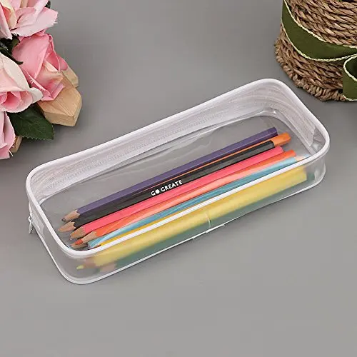 Pencil Case /transparent PVC Big Capacity Pencil Pouch/ Pen Bag Cosmetic Pouch with Zipper for School Office Plastic