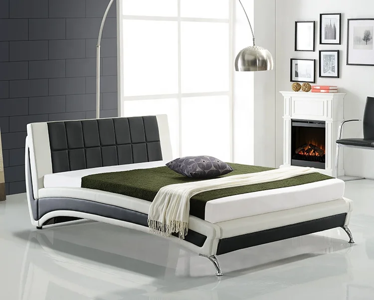 Willsoon Modern Contemporary Faux Leather Bed with LED Light Soft Wooden Frame for Home Furniture Bedroom Panel Style Design