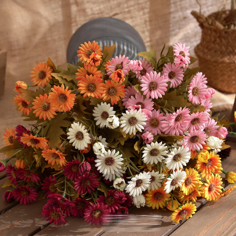 24 heads light fresh nature style artificial daisy flower for indoor wedding home event festival shooting ceremony decor scenes