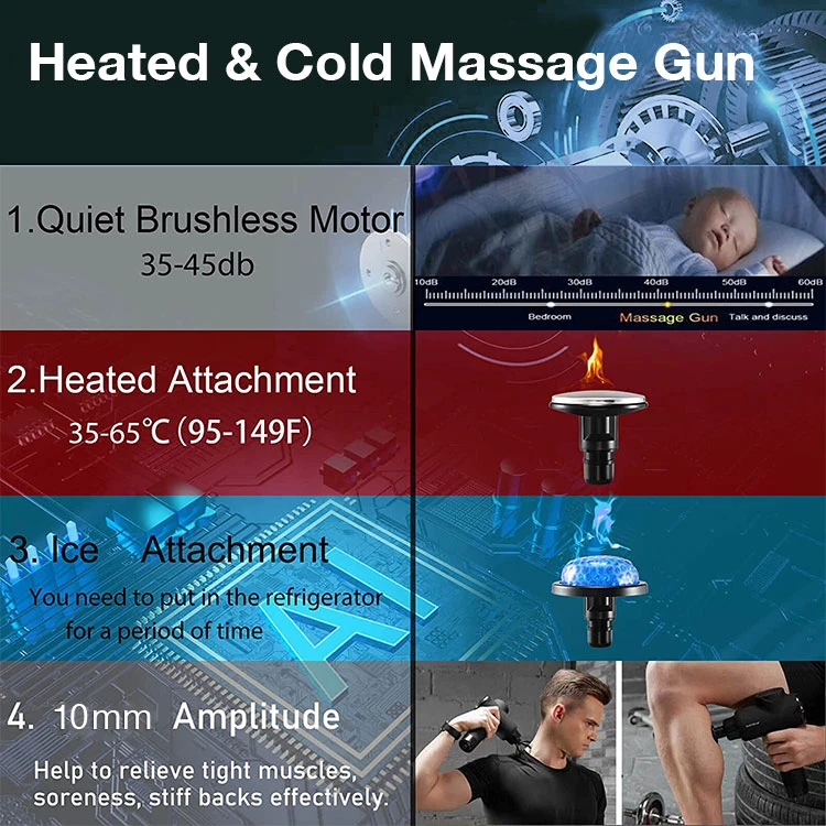 New Model Deep Tissue Hot Cold Body Massager 20 Speed Percussion Vibration Fitness Massager Heating Muscle Massage Gun