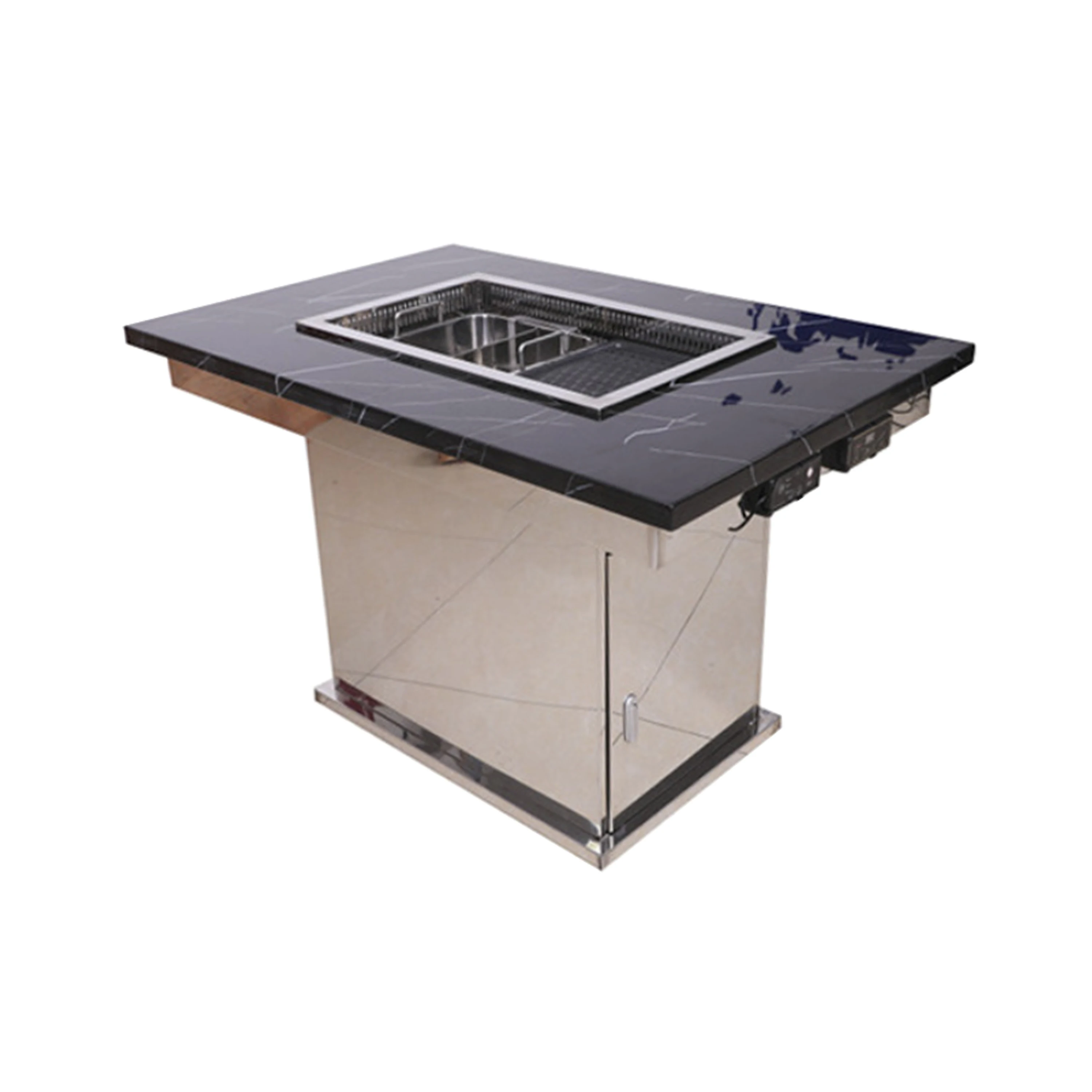 Restaurant Smokeless Hot Pot with Korean BBQ Grill Table
