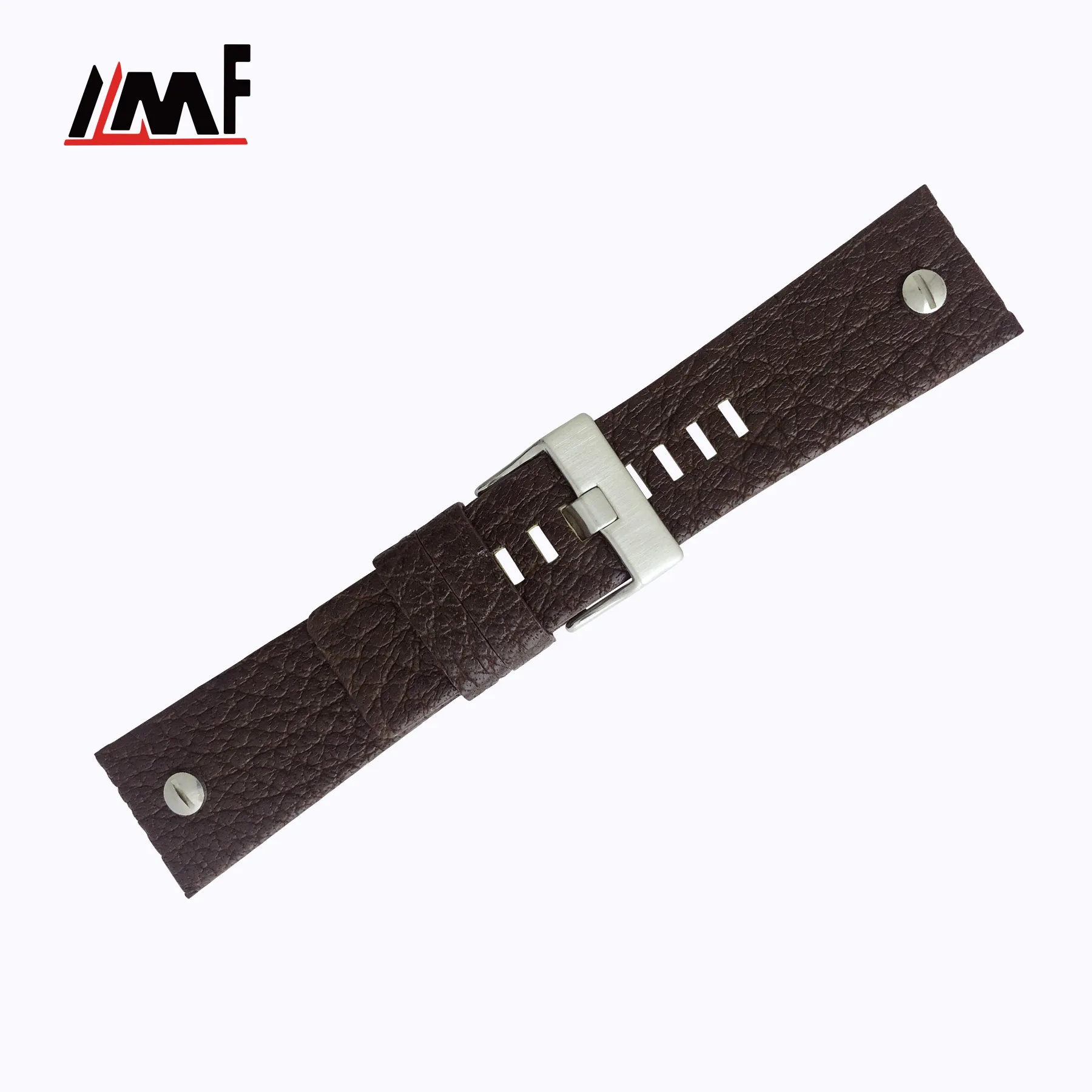 Factory Latest Fashion Rivet Soft Distressed Calf Grain Leather Watch Strap Multi Size Cowhide Adjustable Watch Leather Strap