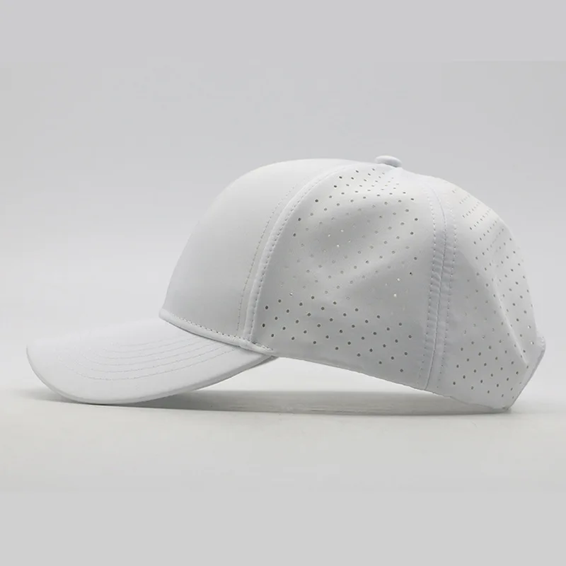 Customized Black Mens Unisex 6 Panel Perforated Laser Cutting Hole Drilled Gorras Sport Baseball Hat Caps With Rope