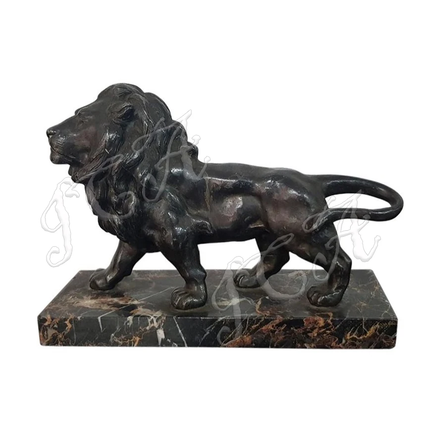 Life Size Animal Statue Outdoor Garden Natural Black Stone Marble Lion Sculpture