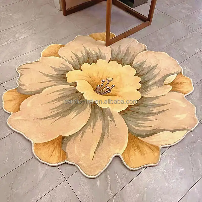 Hot sale Fuzzy Flower Shape Floor Rug 3D Floral Thick Microfiber Home Decoration Carpet Floor Rugs Mats For