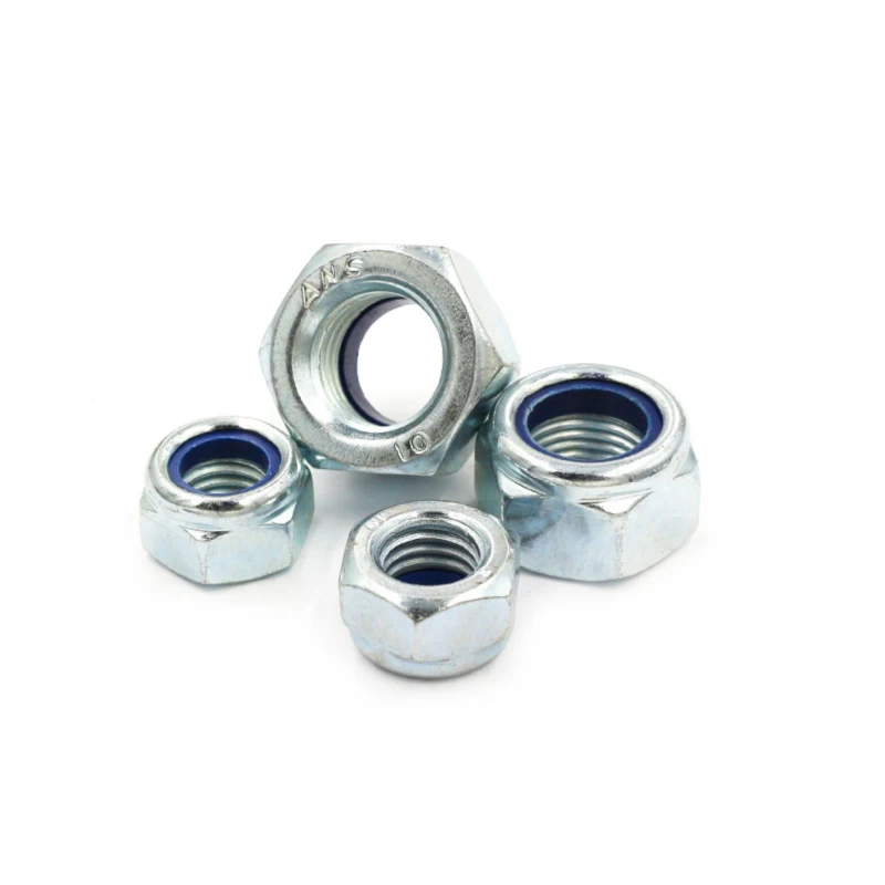 Carbon Steel Blue Zinc Plated Galvanized ZP GAL ASTM A325 A307 GR2 GR5 193 Hex Hexagon Nylon Insert Locking Nut DIN982 DIN985
