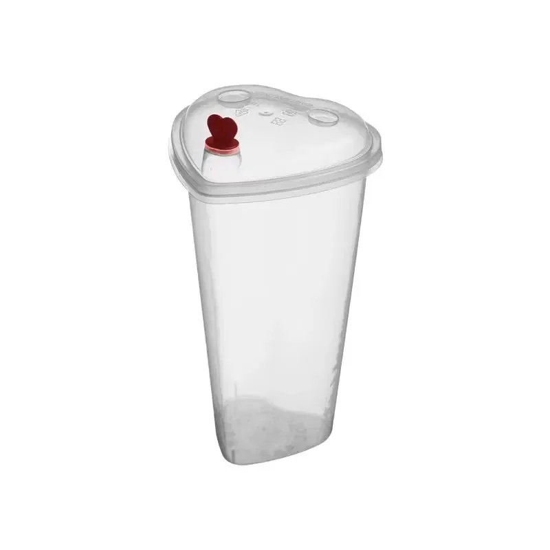 16oz 22oz Heart Shaped Boba Cup Disposable PP Plastic Injection Boba Bubble Tea Cup for Juice Milk Tea