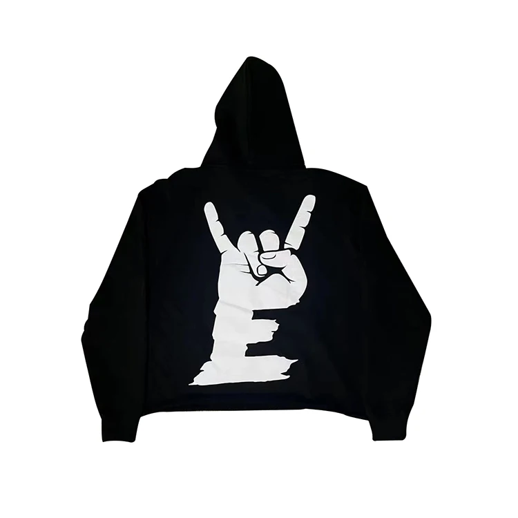 Wholesale Streetwear Puff Printing No String Cut Edge Hoodies Custom Logo 100% Cotton Raw Hem Hoodie For Men