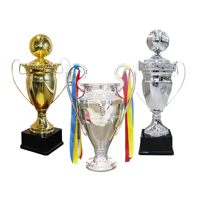 Manufacturer Design Champions League Large Silver Trophy Customized Football Basketball Game Award Metal Trophy