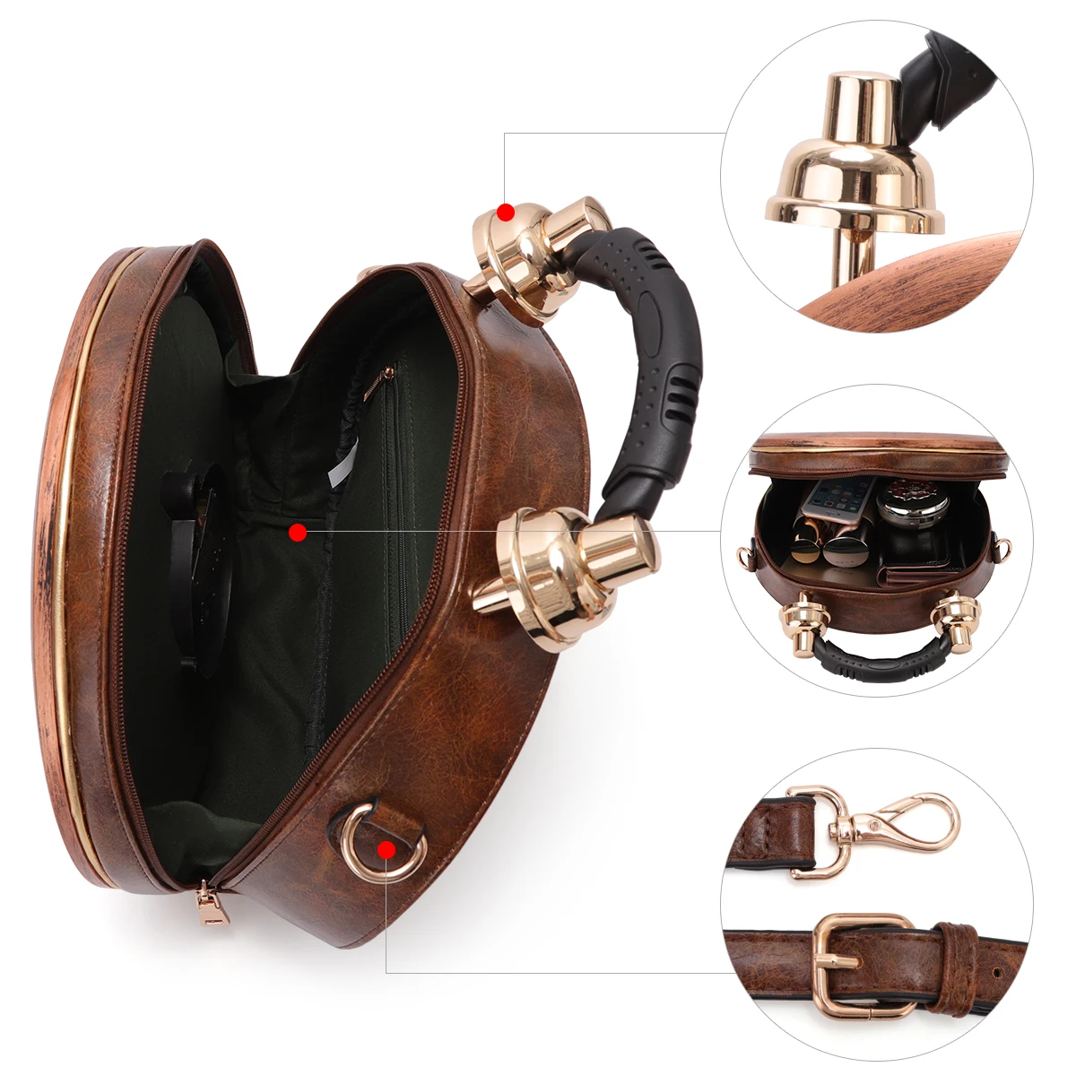 Angelkiss Bolsas Femininas Bolso de Lujo Women Crossbody Clock Modeling Messenger Bag Pu Leather Luxury Clutch and Handbag