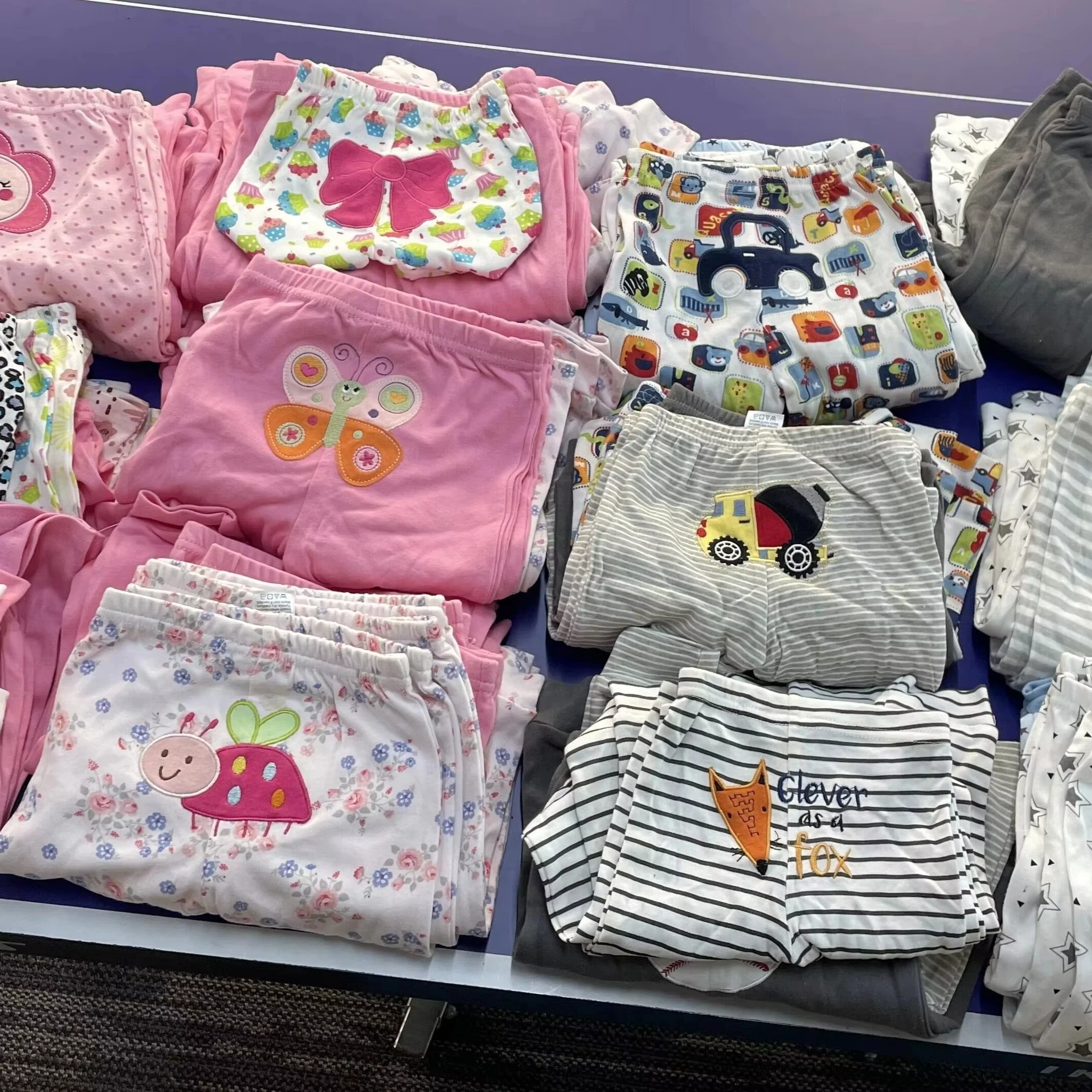 Wholesale baby pants 100% cotton cartoon 0~12M random model stripe printing color pants newborn baby gift set