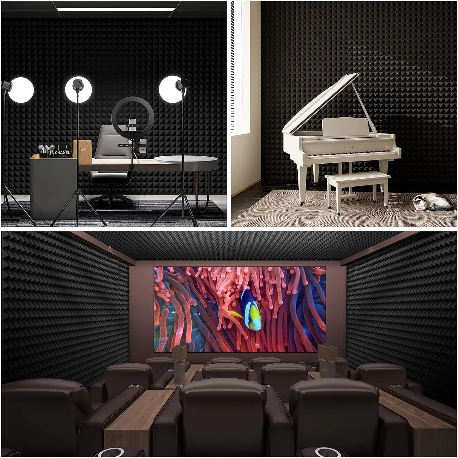 FBA Studio Soundproof Acoustic Foam Pyramid Recording Studio Sound Adhesive