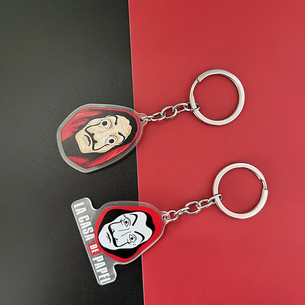 Spain TV Show La Casa De Papel Key chain Money Heist Keychains Salvador Dali Professor Keychain