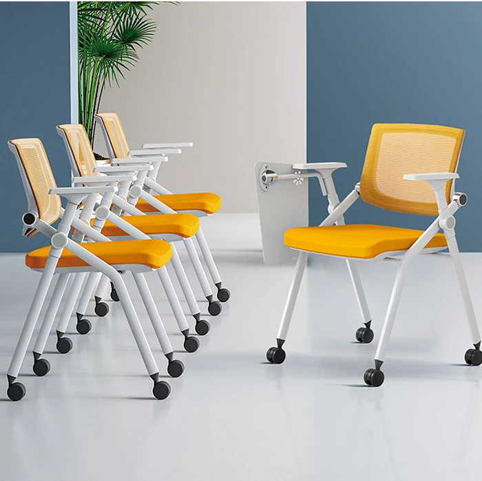 Portable Folding Conference Room Chairs Meeting Room Training Foldable Office Chair with Table Writing Board