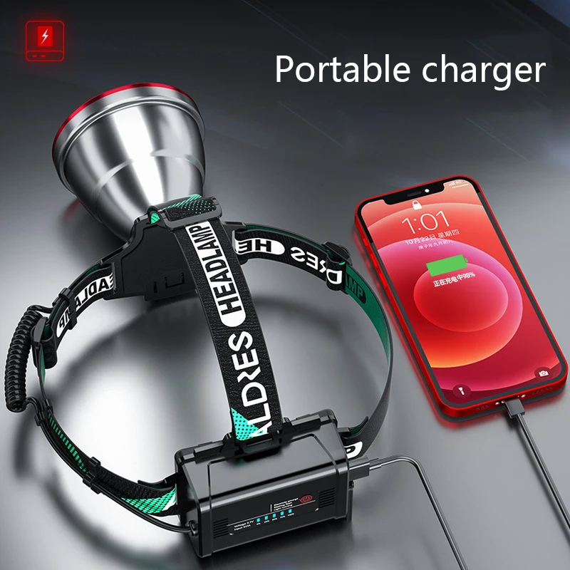 2024 Bright Led Rechargeable Head-mounted Mining Lamp Super Bright Long-distance Shooting Yellow Light Night Fishing Headlamps