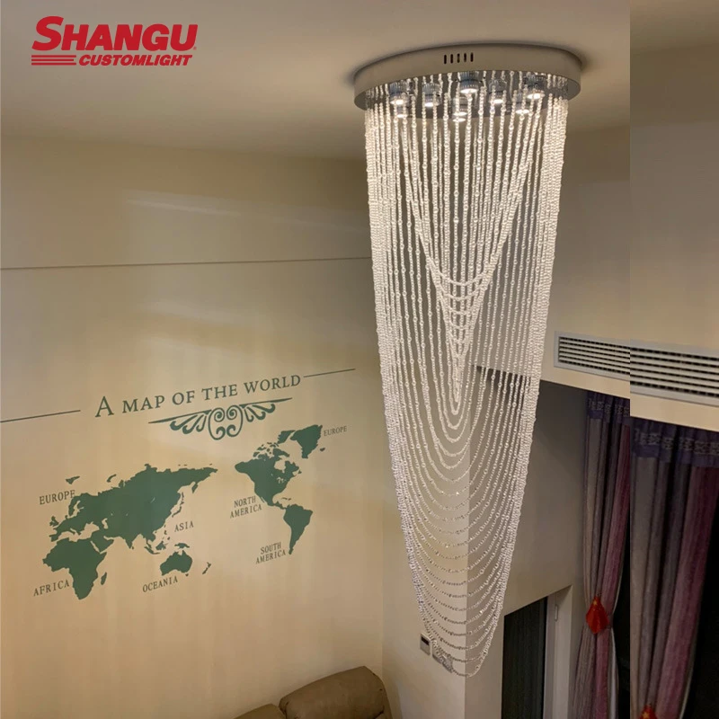 Modern Large Hotel Elegant Large Luxury Beaded Crystal Chandelier Custom Large LED Chandelier Light