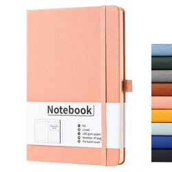 High quality customized A5 pu hard cover notebook blank printing leather journal with elastic pen holder