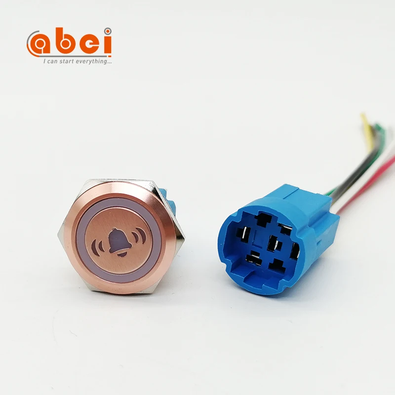 Logo Symbol Momentary Metal Illuminated led Customized metal switch 12V 24V hotel doorbell push button