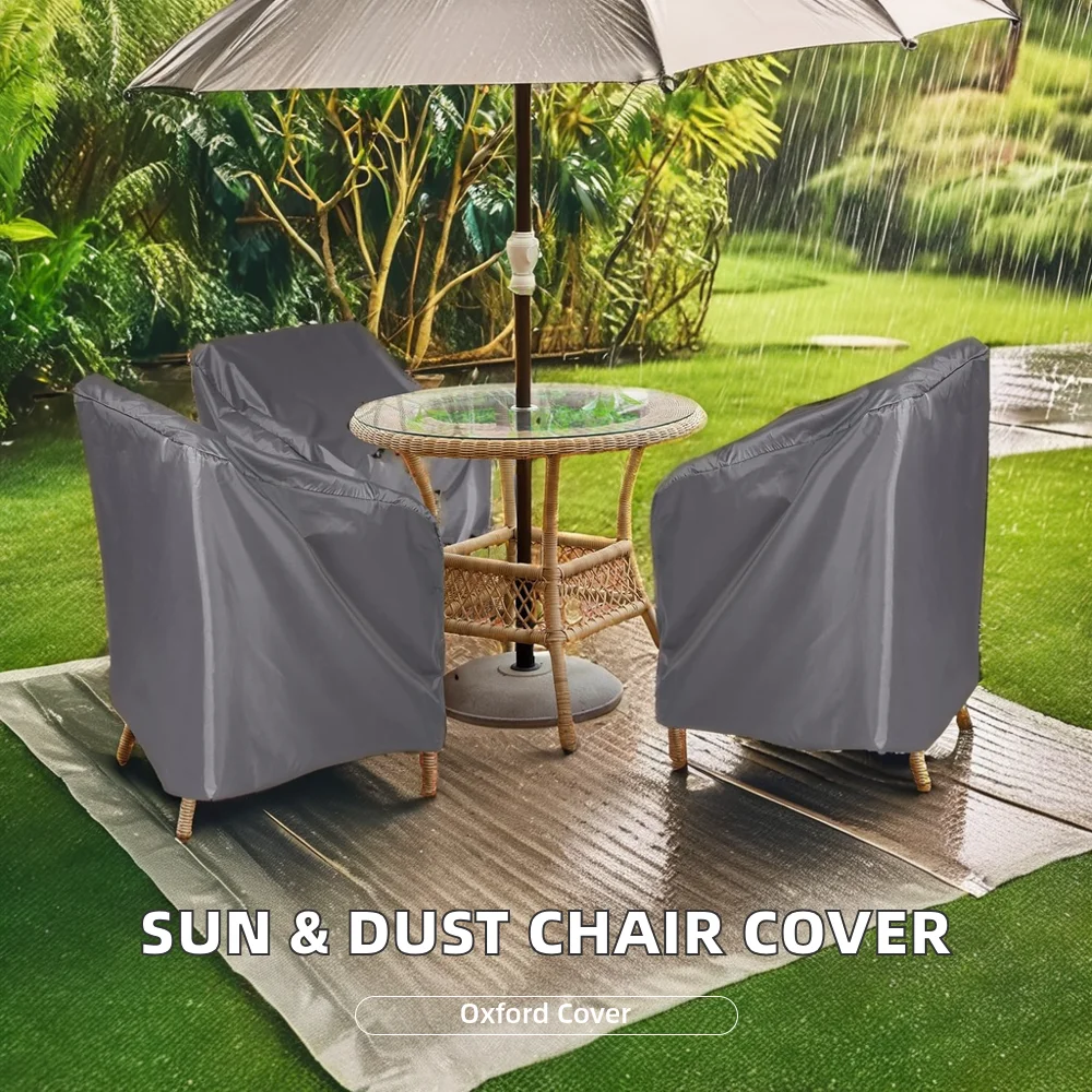 Black Oxford Cloth Chair Cover for Outdoor Furniture Waterproof and Sun/Dust Protection for Garden Use for Sofa