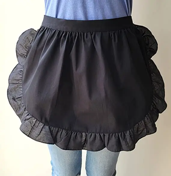 Half Aprons with or without Pockets Waist Ruffle Apron Cooking Restaurant 100% Cotton Bistro kitchen gift For Girl Woman wife