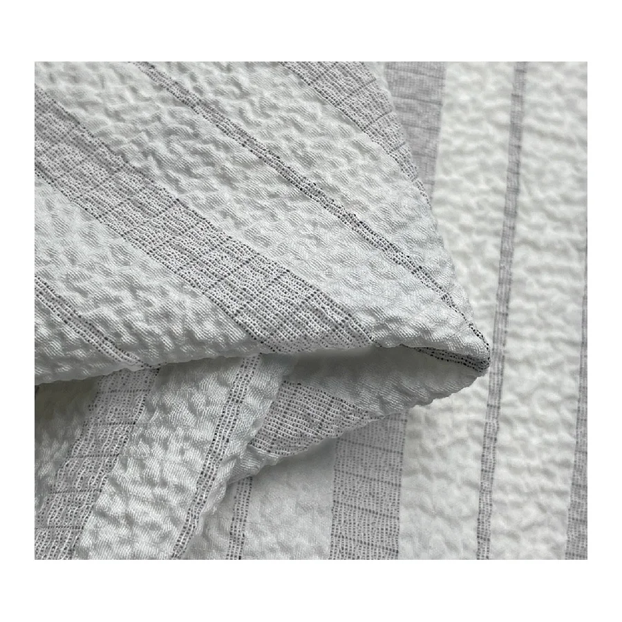 New basics Elegant Stripe 150g 57%Polyester 42%Rayon 1%Spandex bi stretch crinkle fabric for jumpsuit