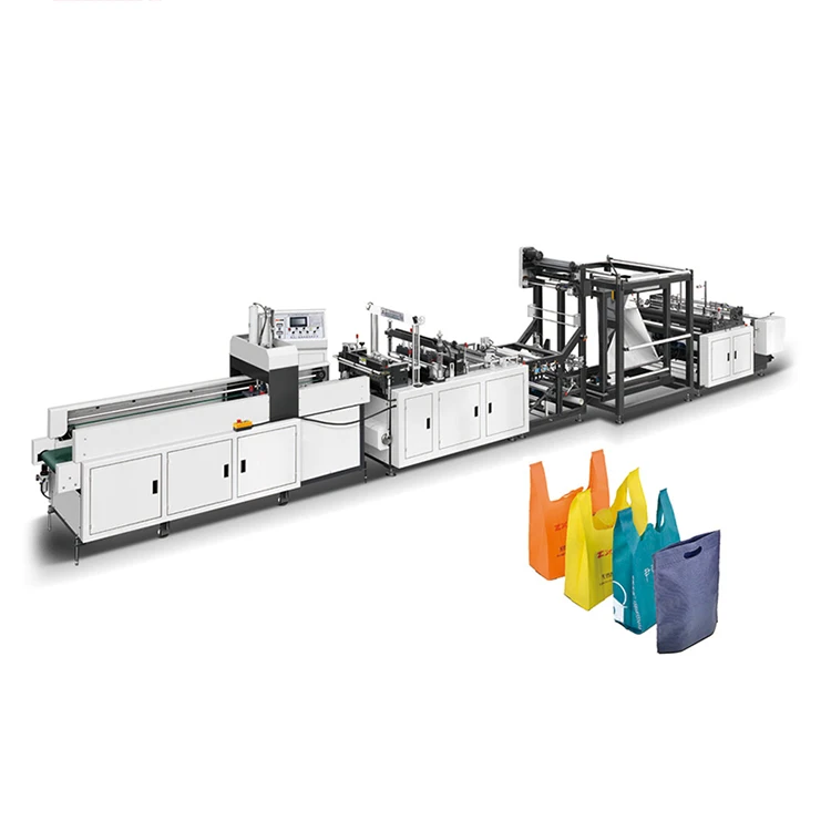 Full automatic non woven D-cut, U-cut, W-cut type carry bag making machine