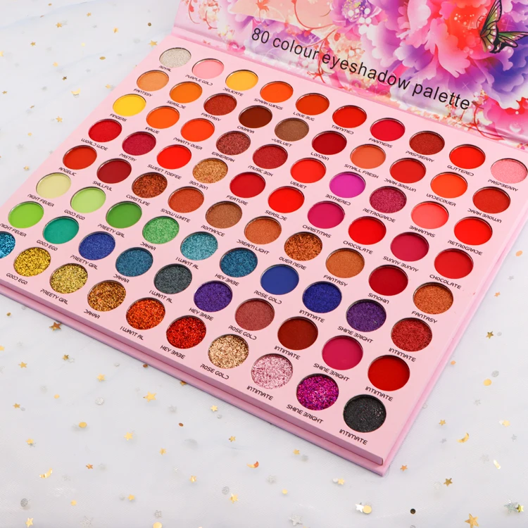 80 Colors Pink Makeup Nude Glitter Shimmer Duochrome  Vegan Eye Shadow Palette
