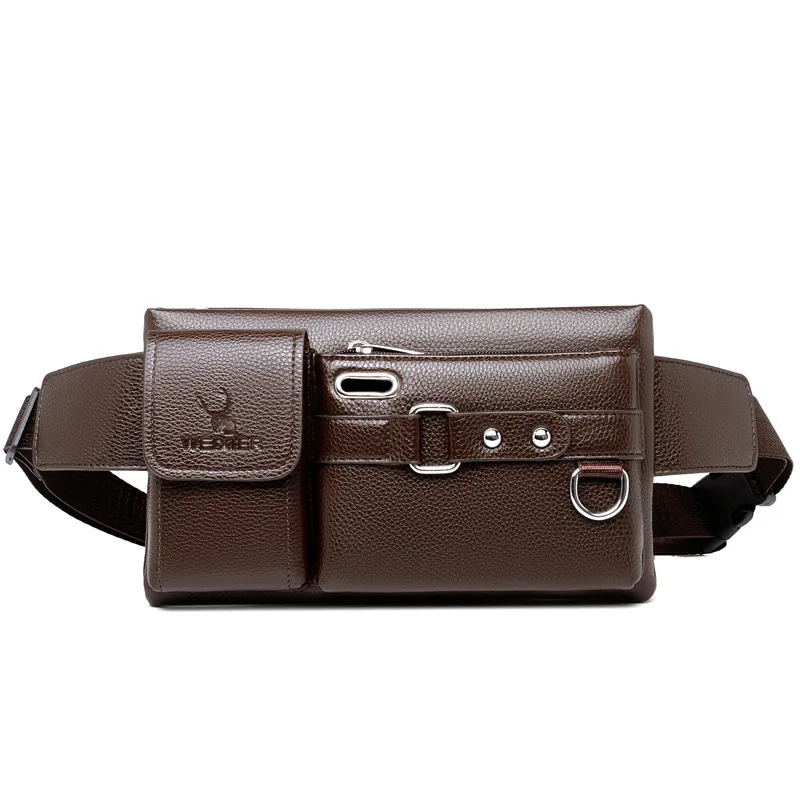 2023 New Products Mobile Phone Sling Bag Waterproof Sport Waist Leather Chest Bag for Men Outdoor Should Bag