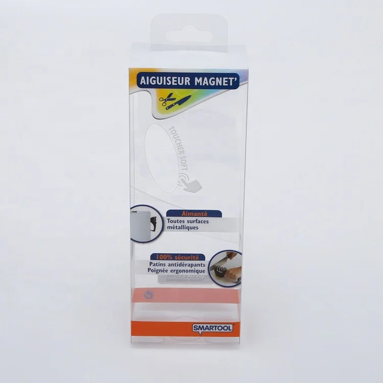 Wholesale PVC cup packaging box PET transparent scissors and fruit knife plastic folding box