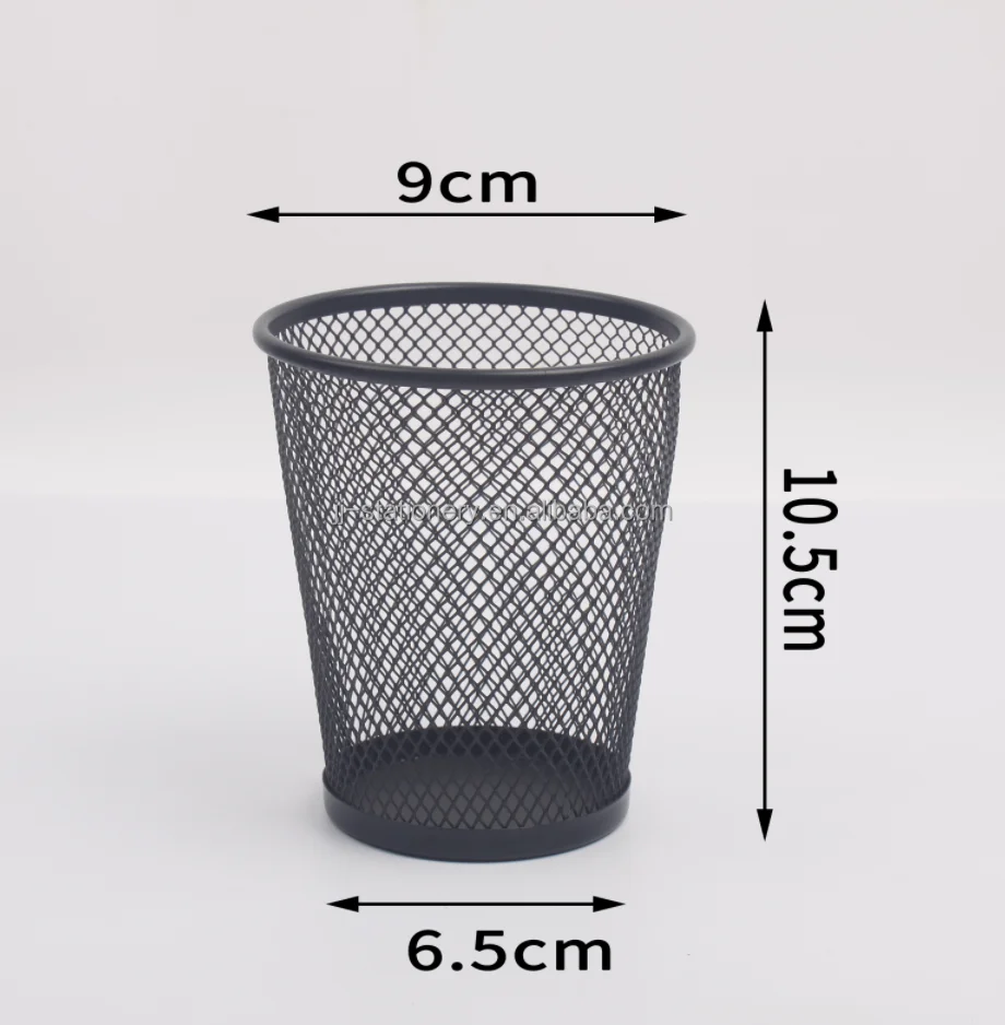 Multi Function Black Metal Mesh Pen Holder Office Desktop Stationery Organizer Desk Set Metal Mesh
