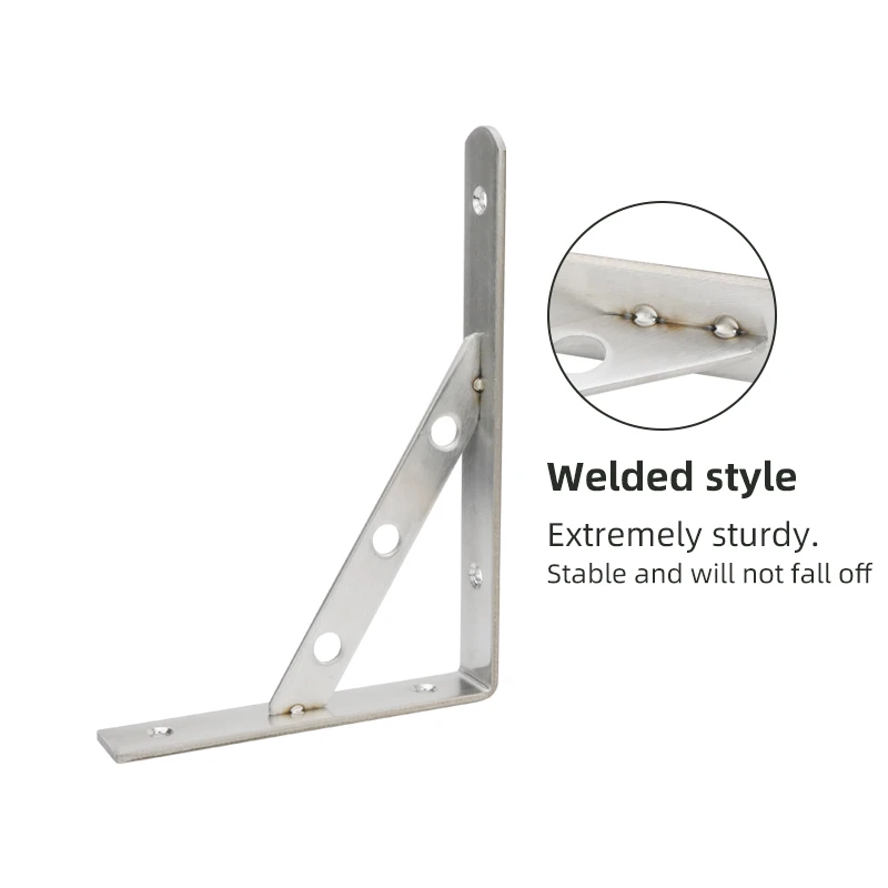 Stainless Steel Right-Angle Triangle Bracket Wall-Mounted Load-Bearing Shelf Support Tripod Storage Rack Connector Shelf Support