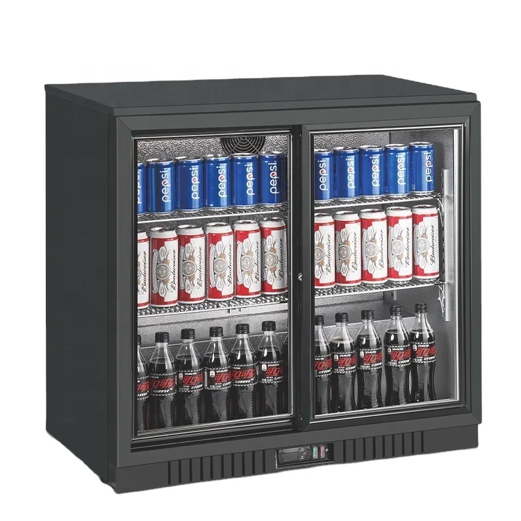 Double Door Beer Cooler Bar Fridge Glass Door Bar Cooler Under Counter Beer Beverage Fridge Display Freezer