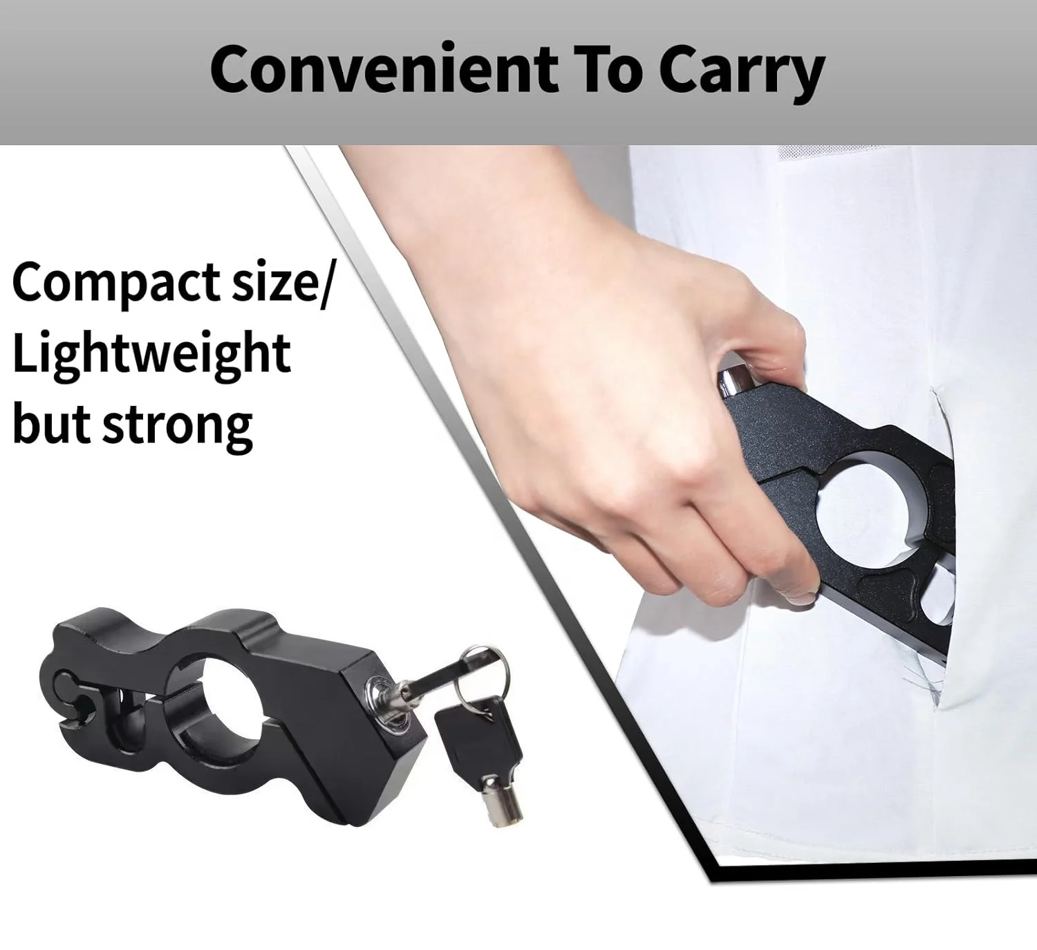 Universal Motorcycle Handlebar Lock Aluminum Handle Bar Grip Throttle Brake Anti-Theft Lock Compatible with ATV MotorbikeScooter