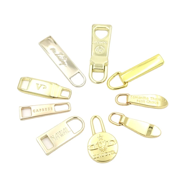 Leather Bag Accessories Regular 5# Metal Zip Puller Custom Zipper Puller with Slider