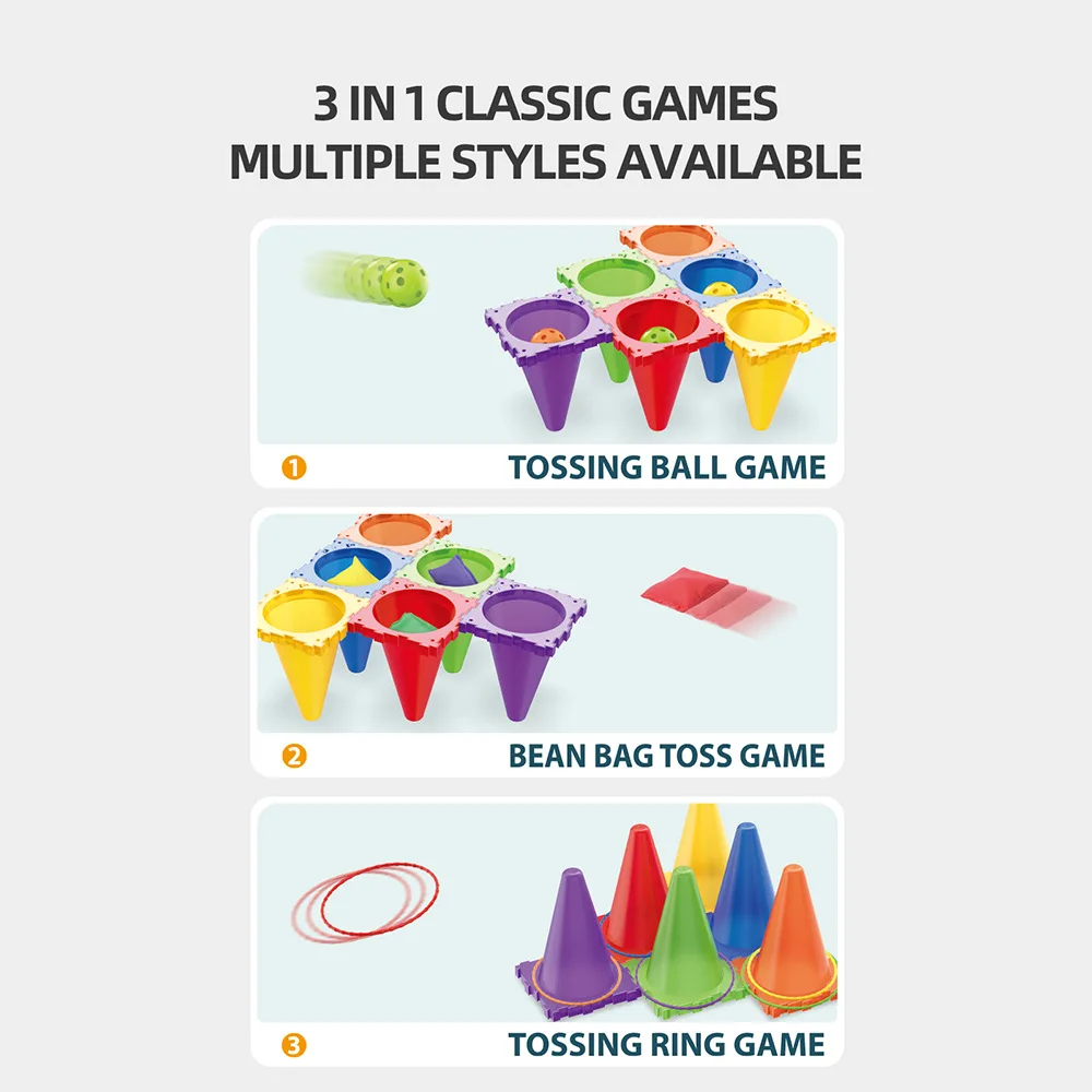 kid physical activity Throwing Game Toy Outdoor Plastic Cones 3in1 Bean Bag ring toss Children  Interactive indoor Sports Toys