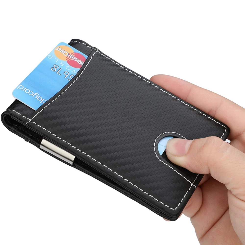  Мужской минималистичный двойной RFID-кошелек с зажимом для денег тонкий бумажник из искусственной кожи и
