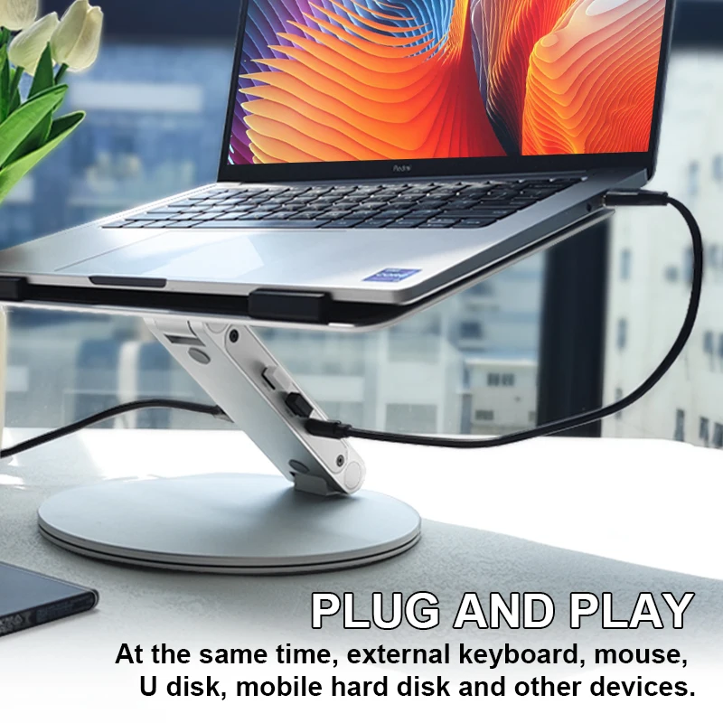 2024 New Product Customize Ports Docking Station Aluminium PC Stand WITH 4K 30HZ HDMI For Laptop computer accessories