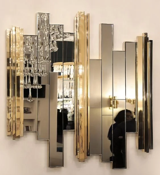 luxury  Decorative silver decor  art design mirror wall decorations mirror  for home