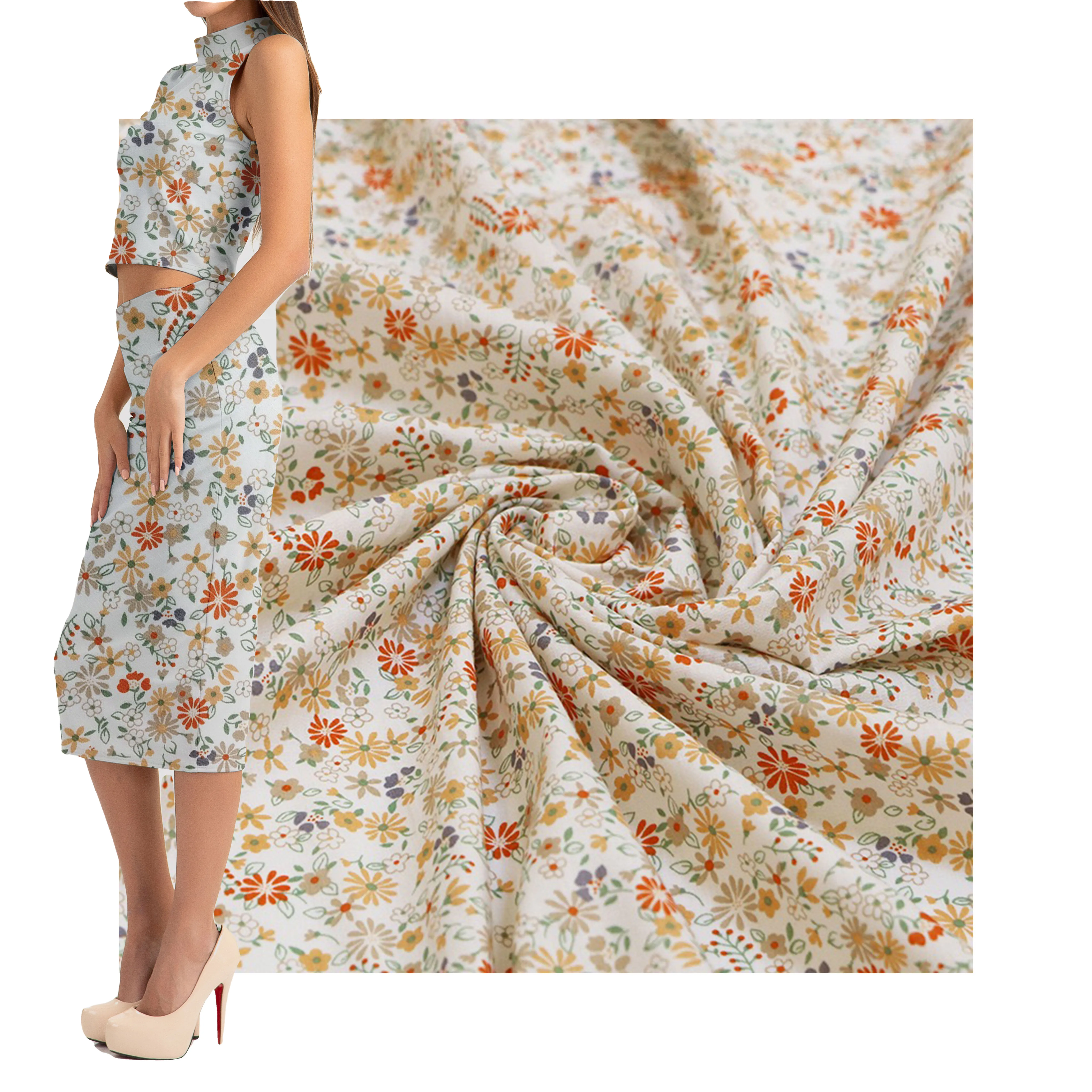 
Eco-friendly Digital Print New Style 100% Cotton Poplin Custom Digital Print Flower Fabric for Dress 