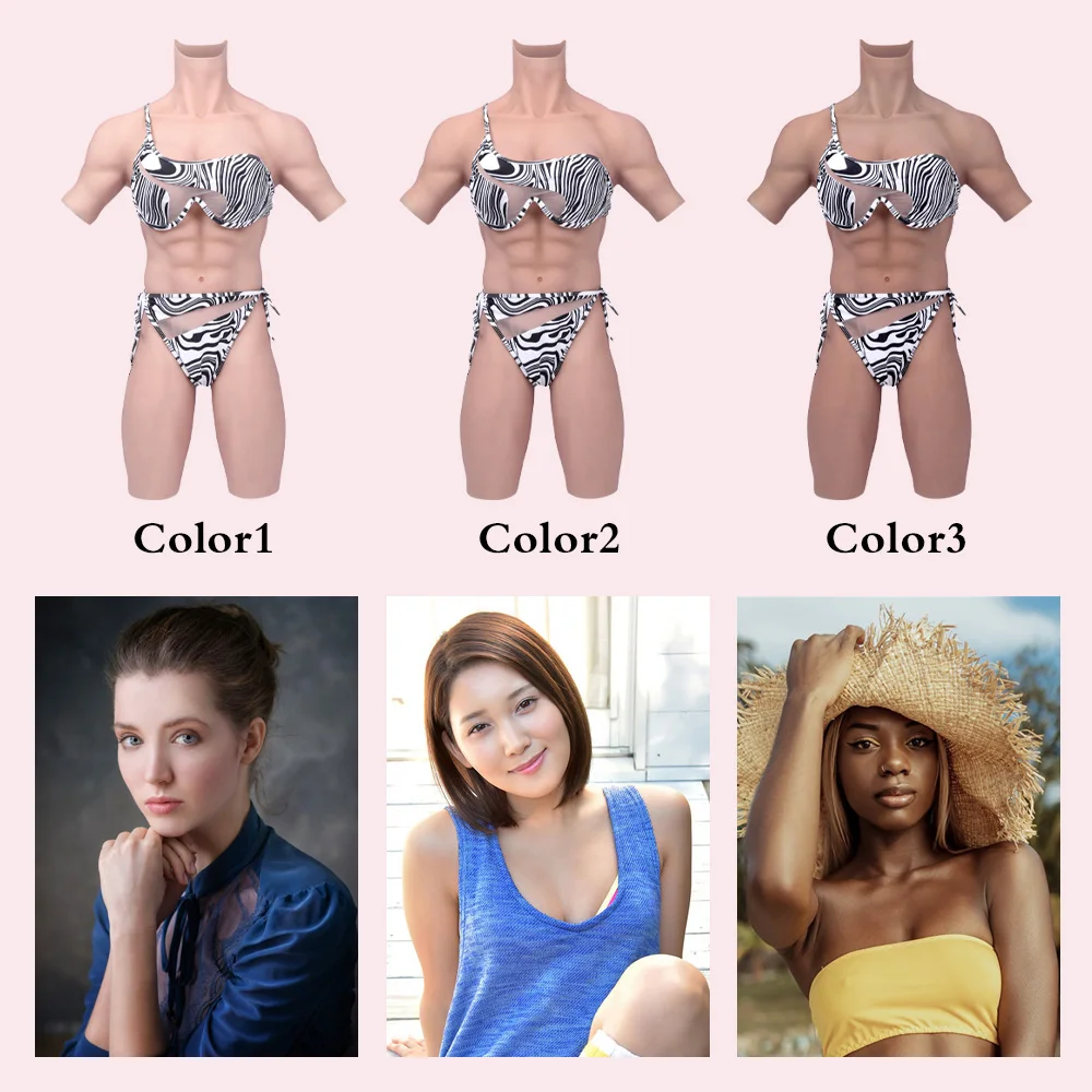 8th Silicone Breast Form Lifelike Fake Boobs For Women Drag Queen Transgender D Cup Silicone Abdominal Muscle Bodysuit Cosplay