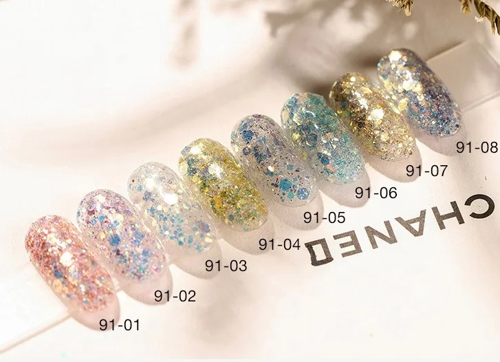 
Beauty 2019 new arrival Colorful Nail sequins crystals nail powder flash pixie nail art decoration 