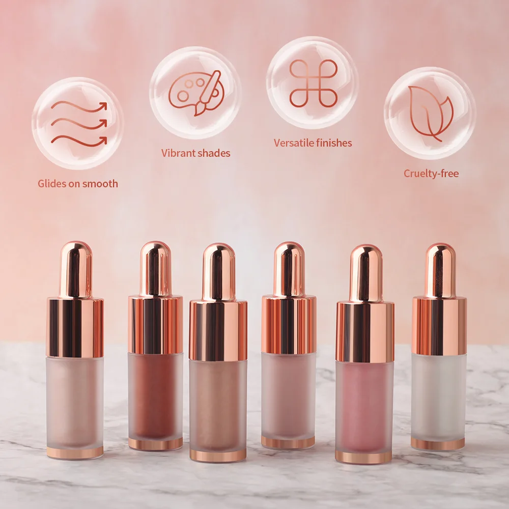 Private Label Vegan Glitter Body Glow Face Cosmetics Brightening Contouring Face Body Shimmer Oil Liquid Highlighter Makeup