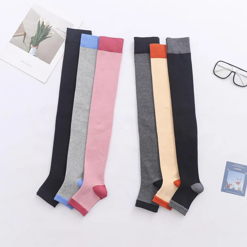 JX-005 Leg socks warm open toe matching color stockings custom designed socks