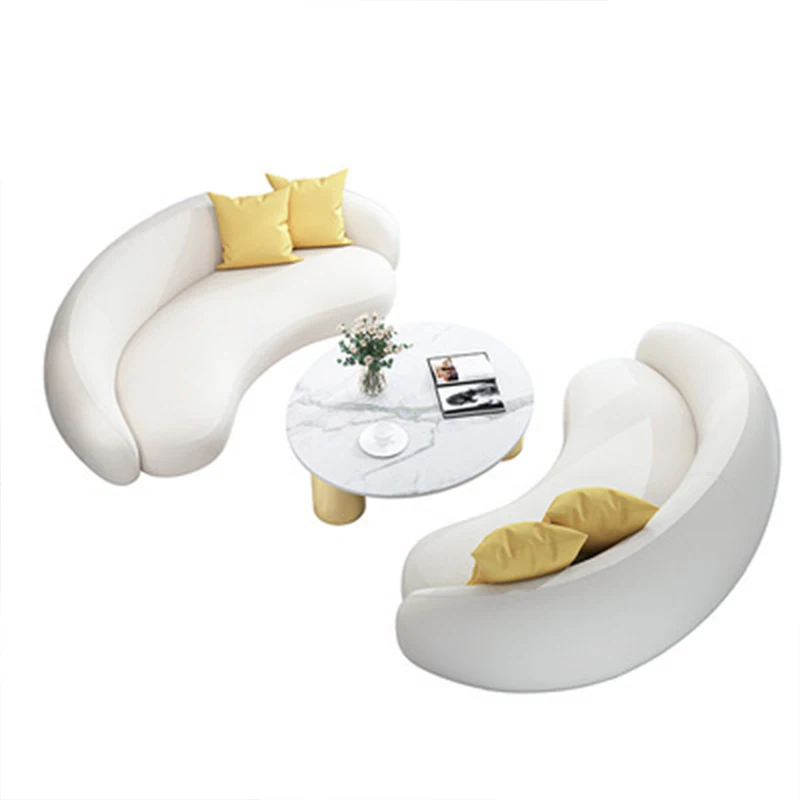 Nordic Luxury Design Boucle Tufted Sofa Minimalist Fabric Lamb Velvet Curved Sofa For Living Room