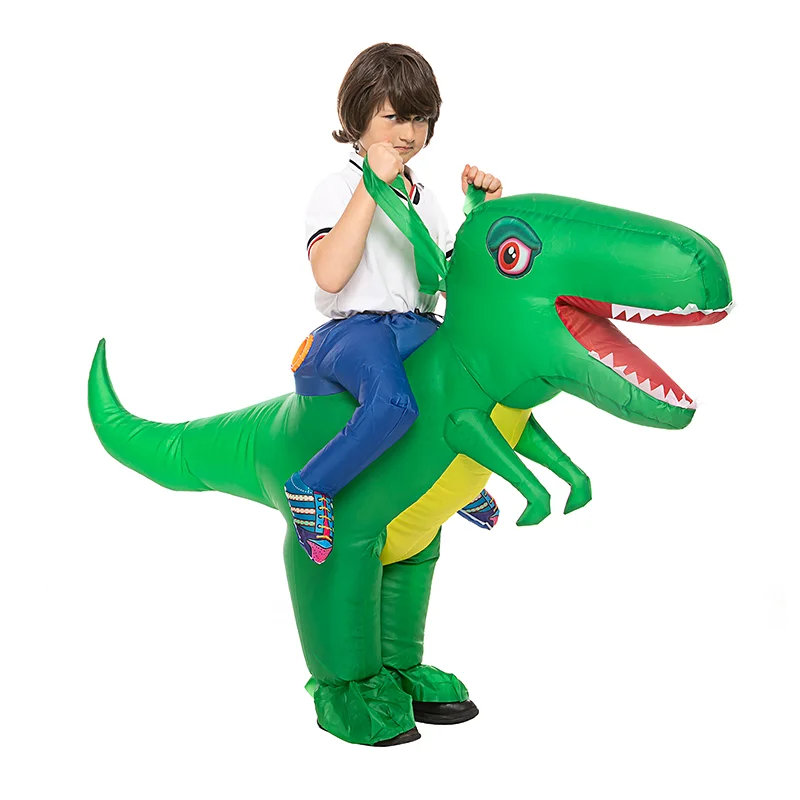 Hot Sale Halloween Riding Tyrannosaurus Cartoon Character Costume Outdoor Inflatable Costume For Kids Two Sizes