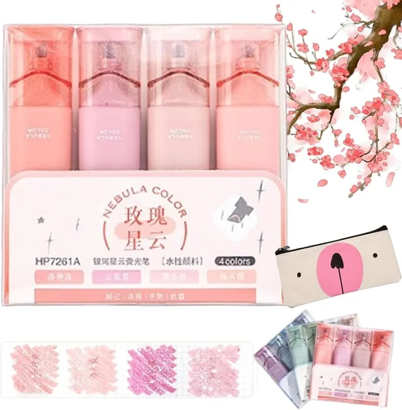 Nebula Colorful Flash Pen Morandi Writing Smooth Mark Pen Anti Smear Smooth Writing and Diary Pen Exquisite Festival Gift